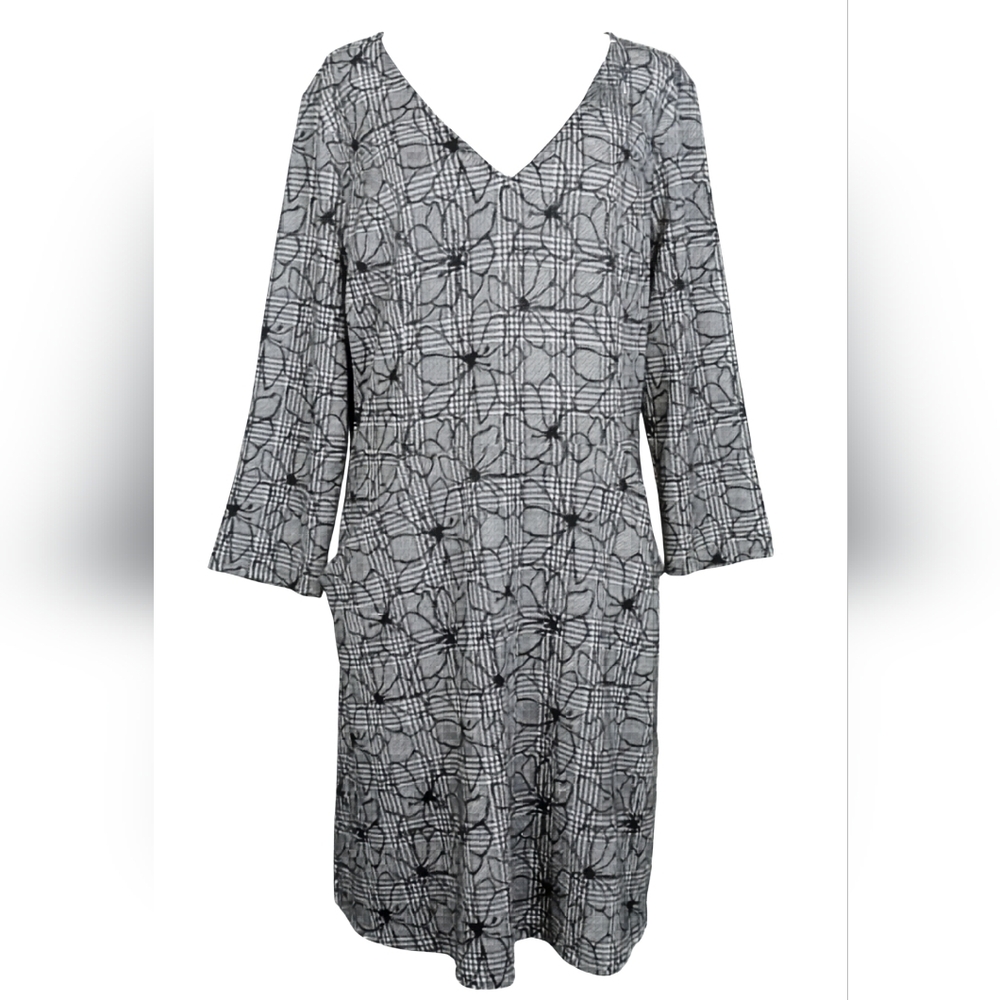 41 Hawthorn Stitch Fix Black & White Floral Houndstooth Dress XXL NWT Pockets